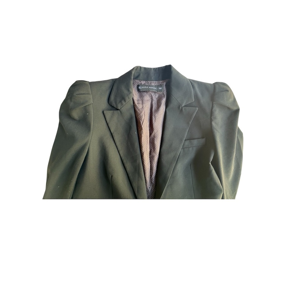 Zara Black Women's Single-Button Blazer with Slight Puff Shoulder - Picture 5 of 8